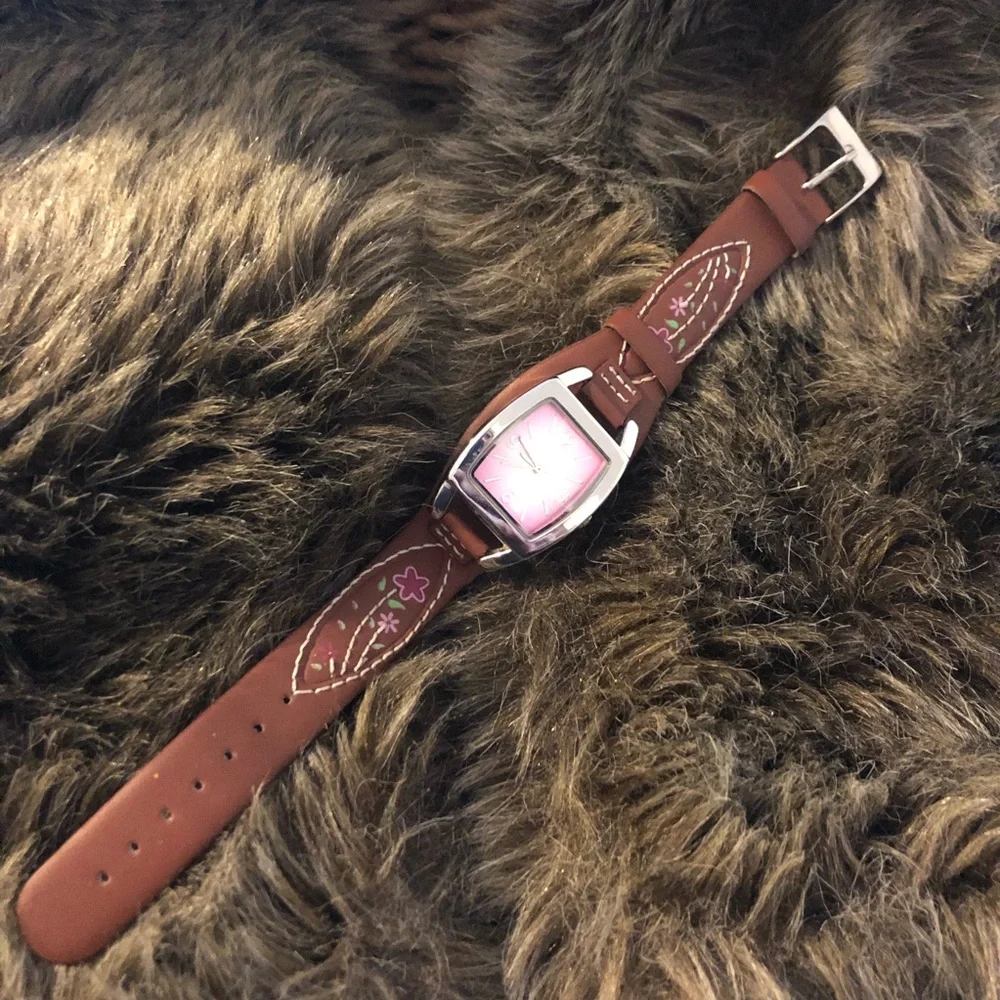 Ladies southwest style vegan leather band watch